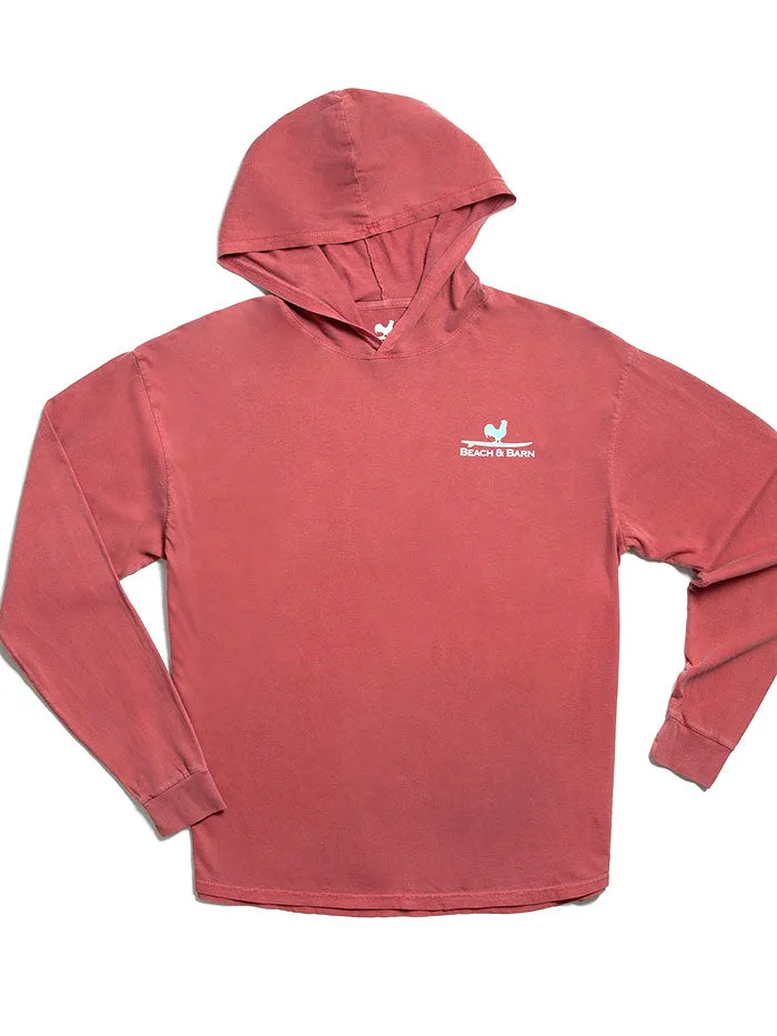 Beach and Barn BEACH&BARK Mens Surfing Dog Hooded Tee Nantucket Red