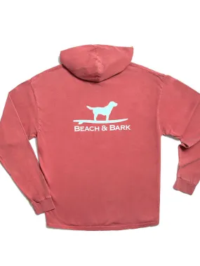 Beach and Barn BEACH&BARK Mens Surfing Dog Hooded Tee Nantucket Red