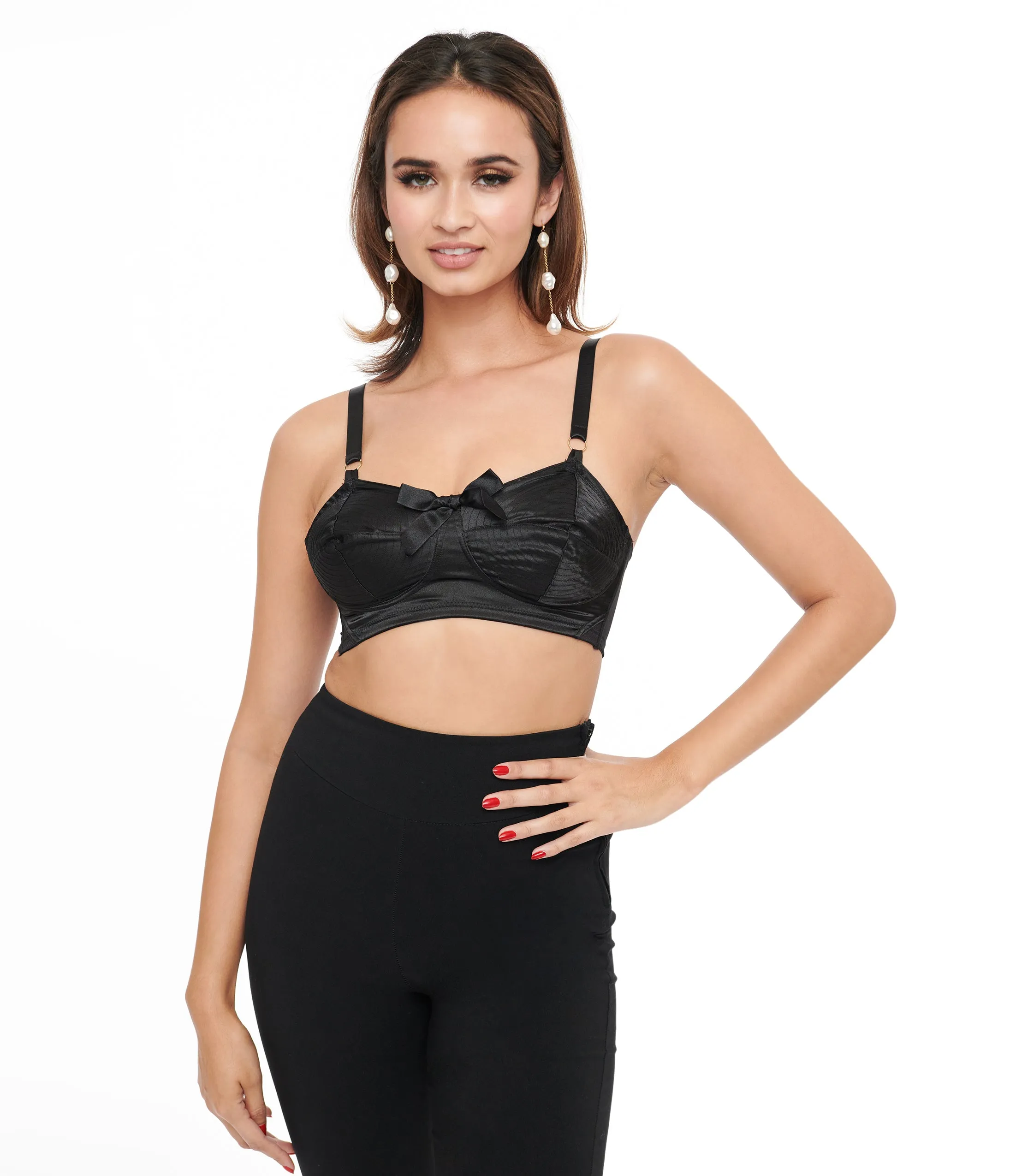 Bettie Page Black Spiral Stitch Bullet Bra