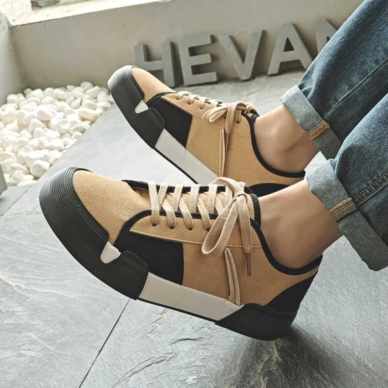 Black casual lace up shoe sneaker 2454