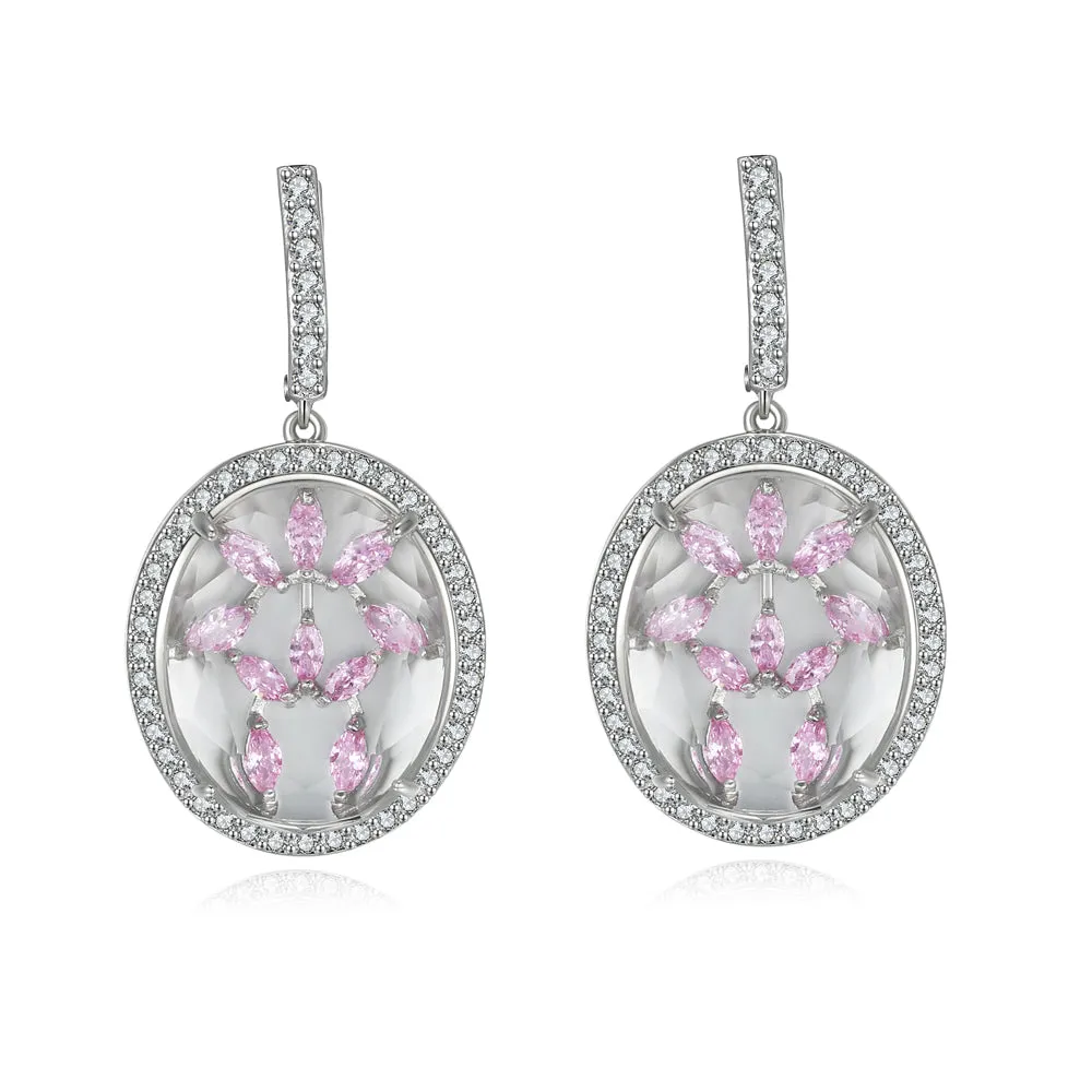 Bridget Clear Stone with Pink CZ Backing Earrings