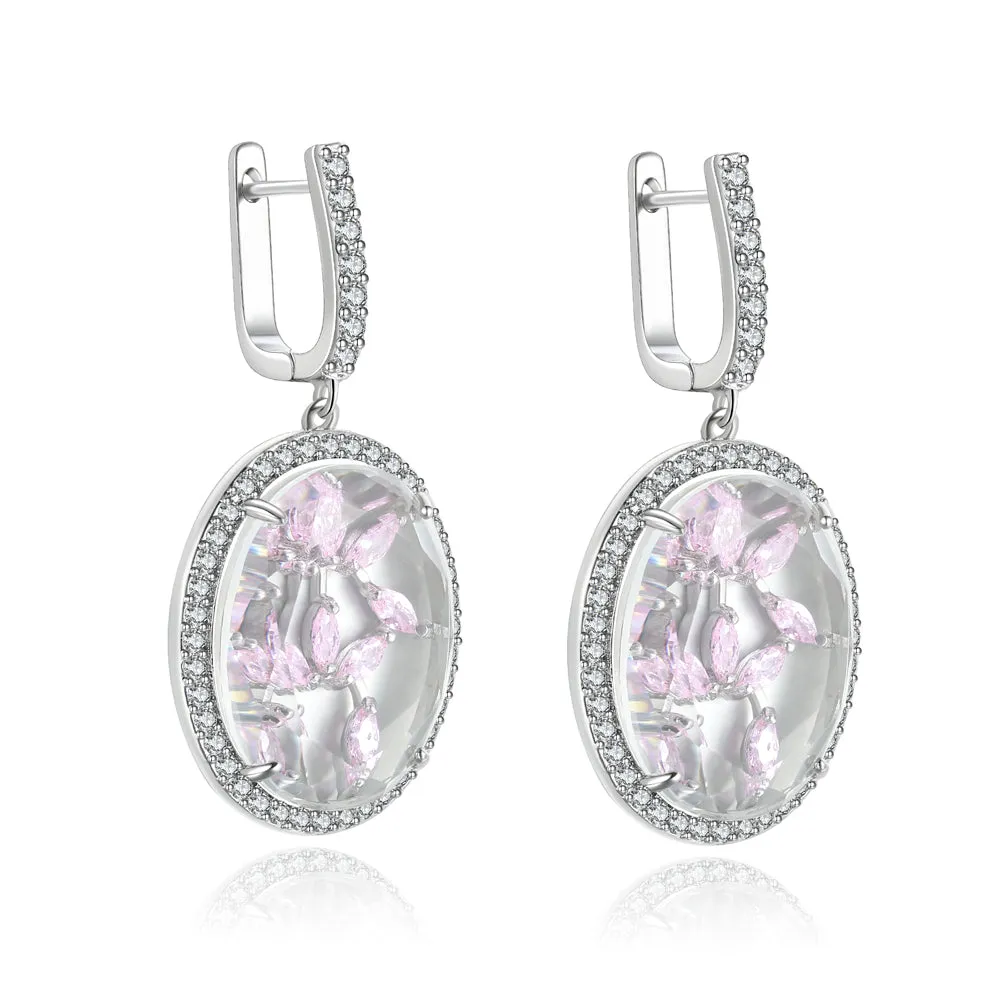 Bridget Clear Stone with Pink CZ Backing Earrings