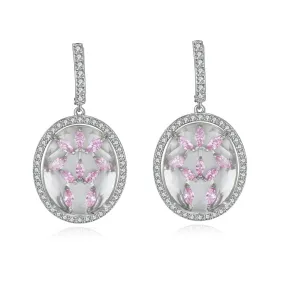 Bridget Clear Stone with Pink CZ Backing Earrings