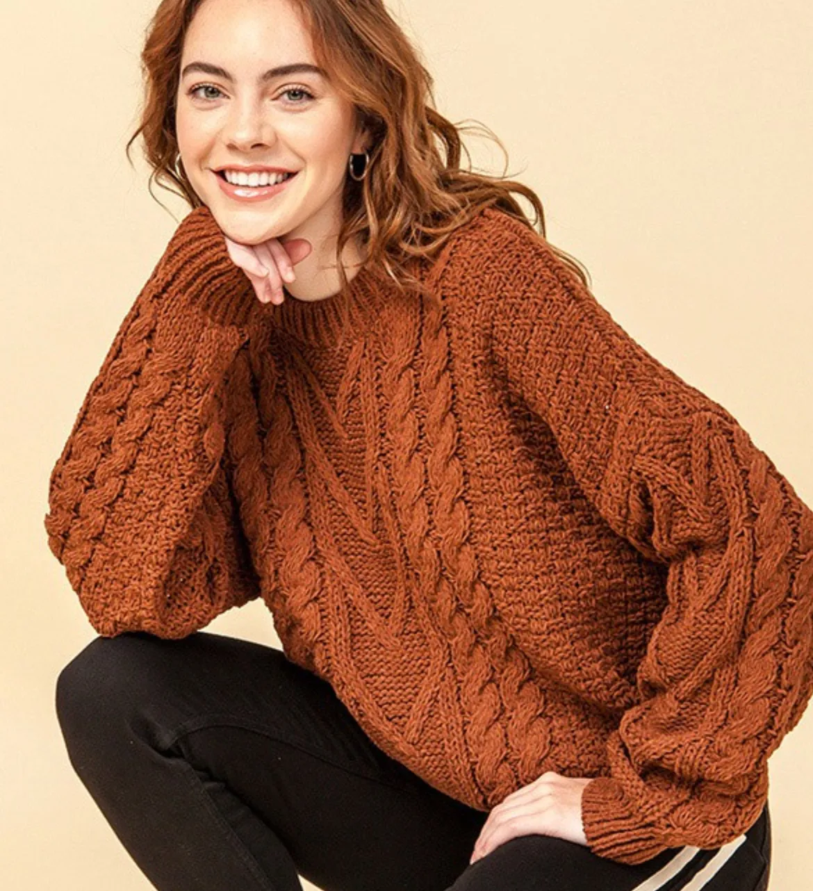 Cable Knit Chenille Sweater