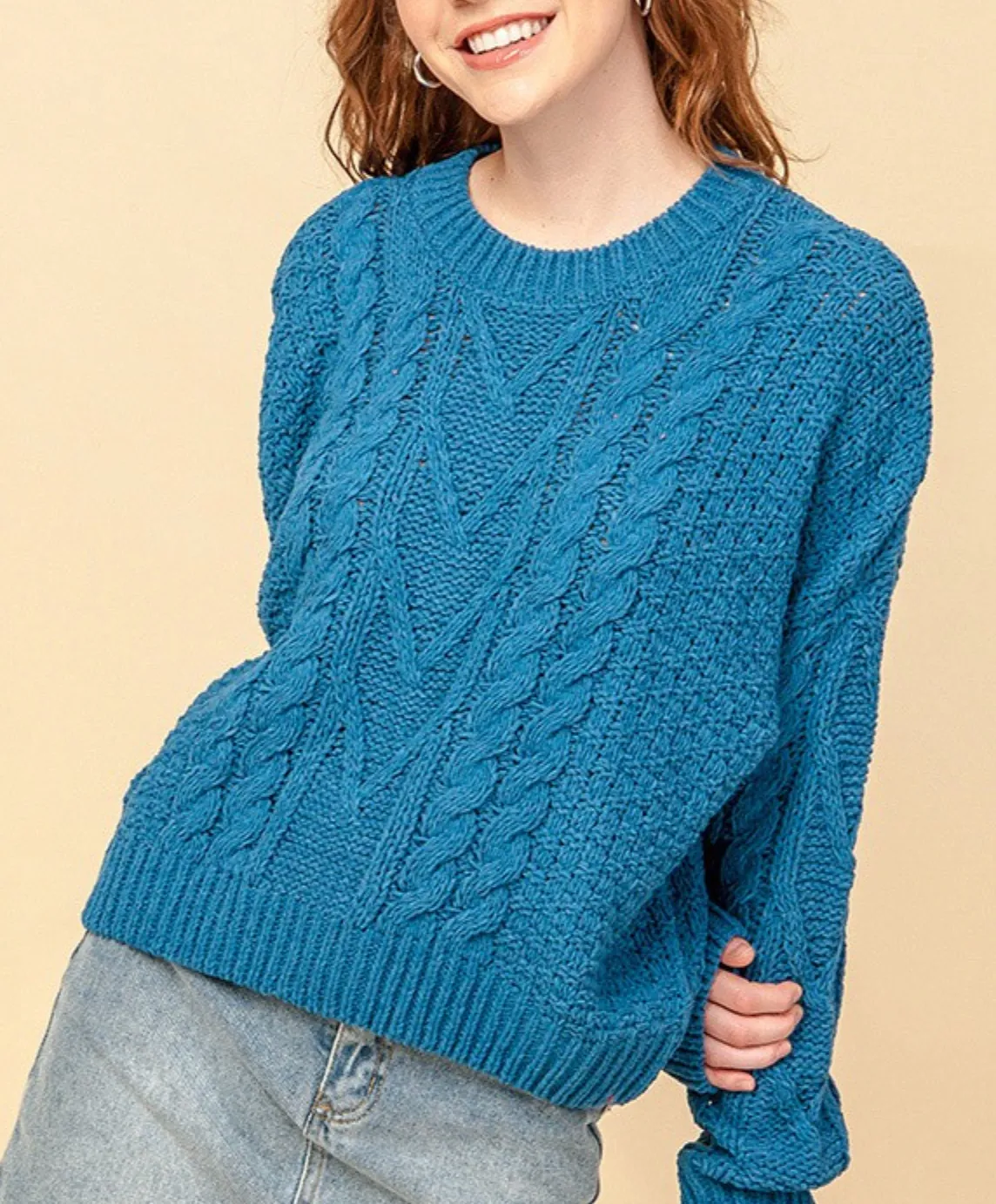 Cable Knit Chenille Sweater