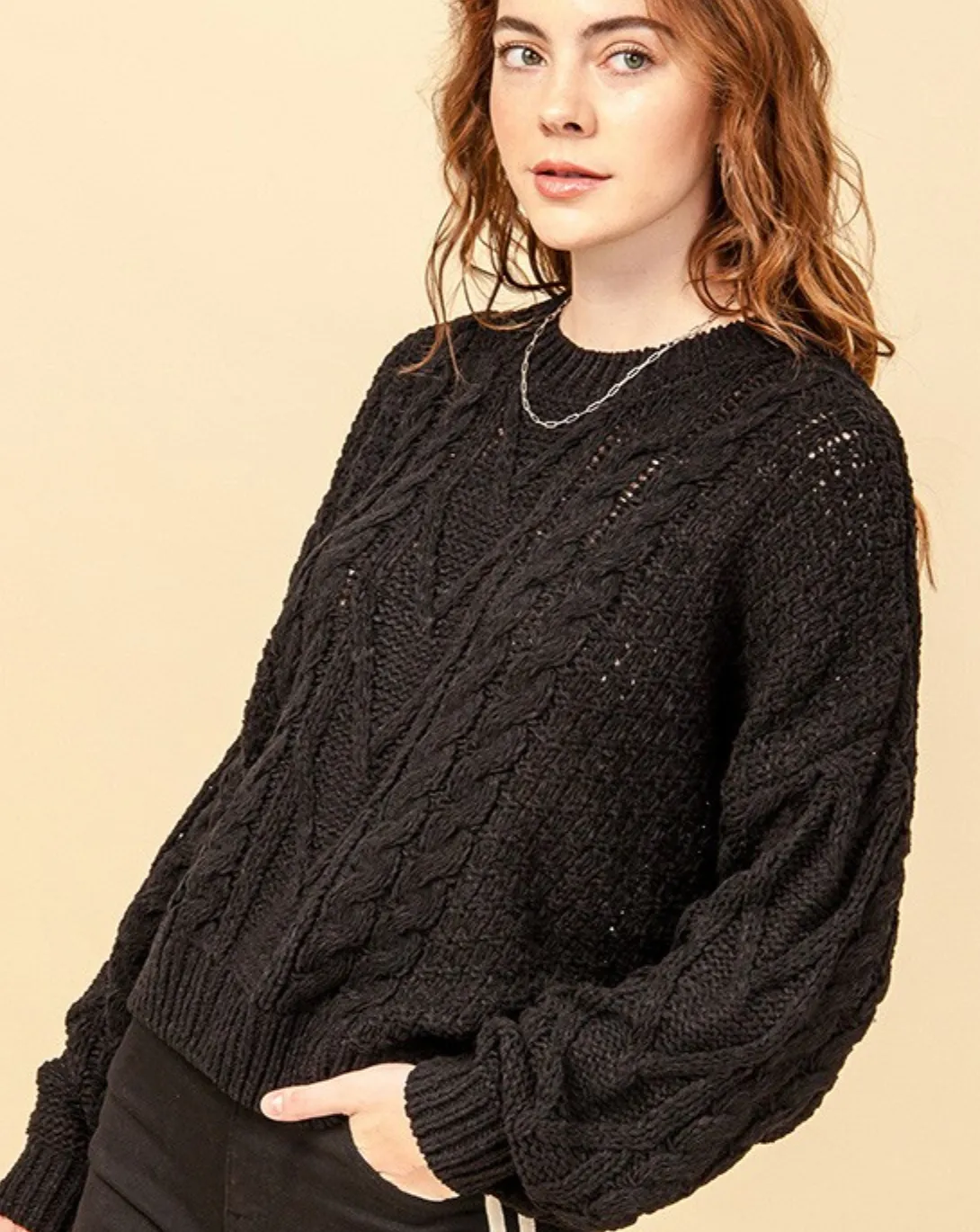 Cable Knit Chenille Sweater