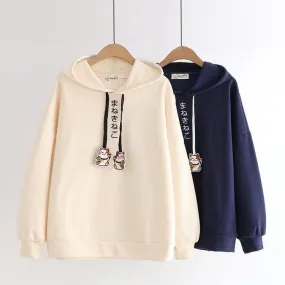 Cartoon Embroidery Drawstring Hoodies Sweatshirts Winter For Women