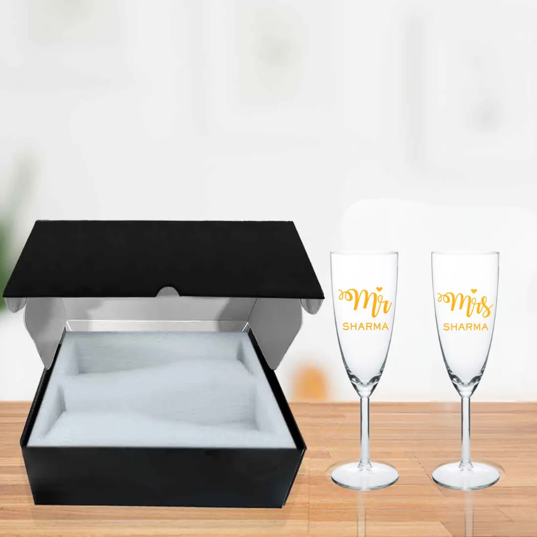 Champagne Glasses Anniversary Gifts for Couples Set of 2 - Mr And Mrs