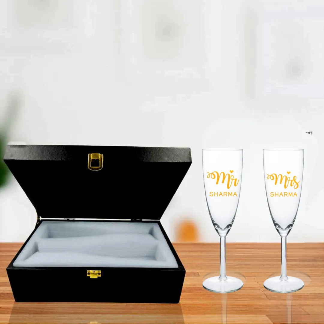 Champagne Glasses Anniversary Gifts for Couples Set of 2 - Mr And Mrs