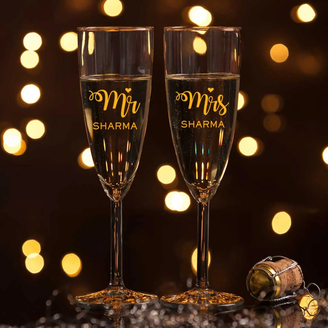 Champagne Glasses Anniversary Gifts for Couples Set of 2 - Mr And Mrs