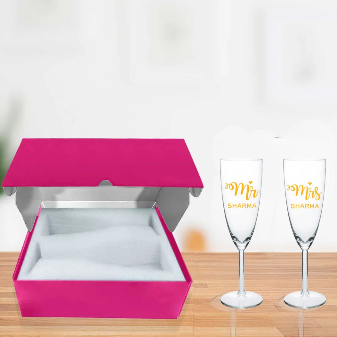 Champagne Glasses Anniversary Gifts for Couples Set of 2 - Mr And Mrs