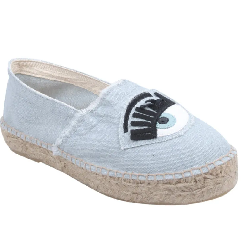 Chiara Ferragni Women's Light Blue Canvas Eye Espadrille Sneaker