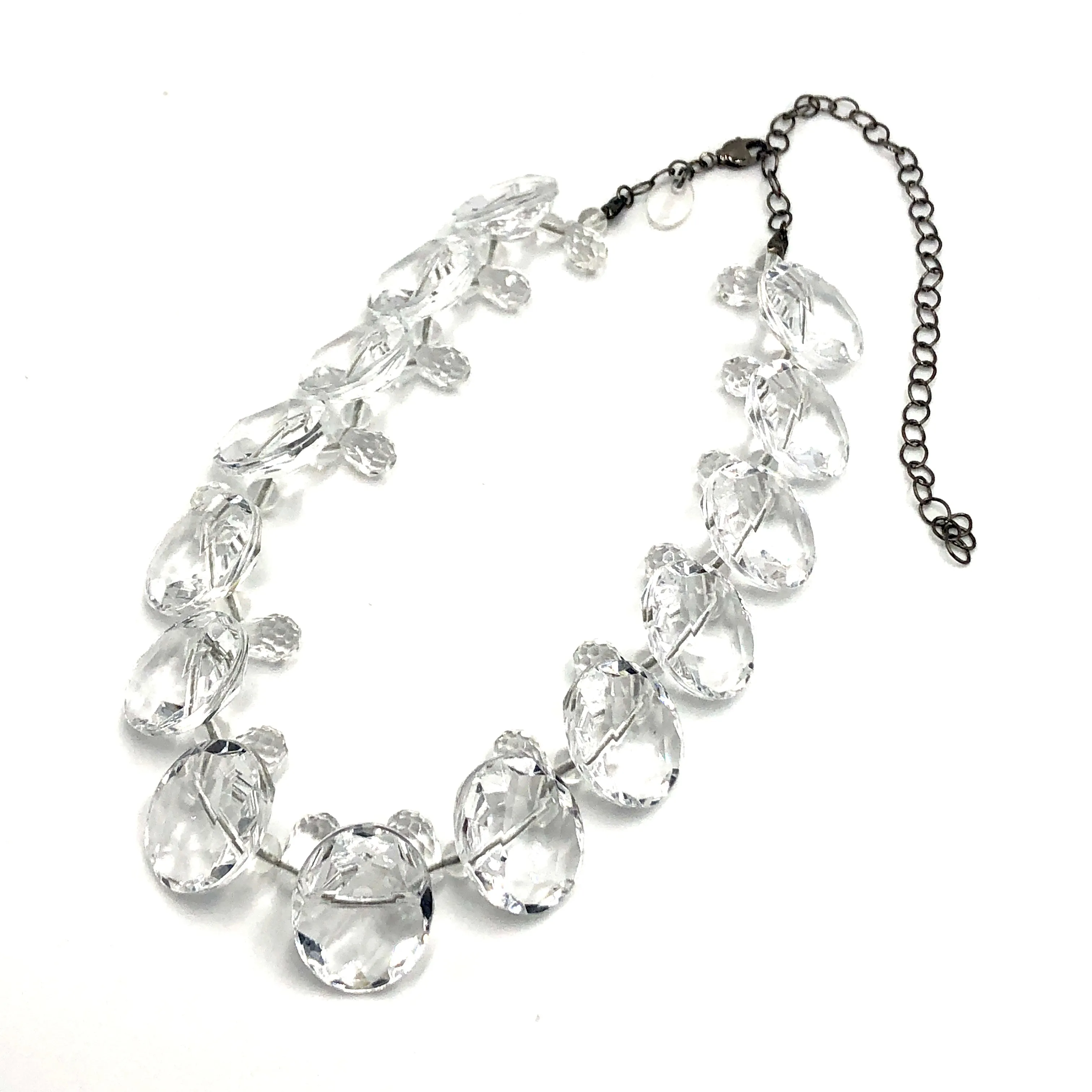 Clear Facets Button Marco Necklace