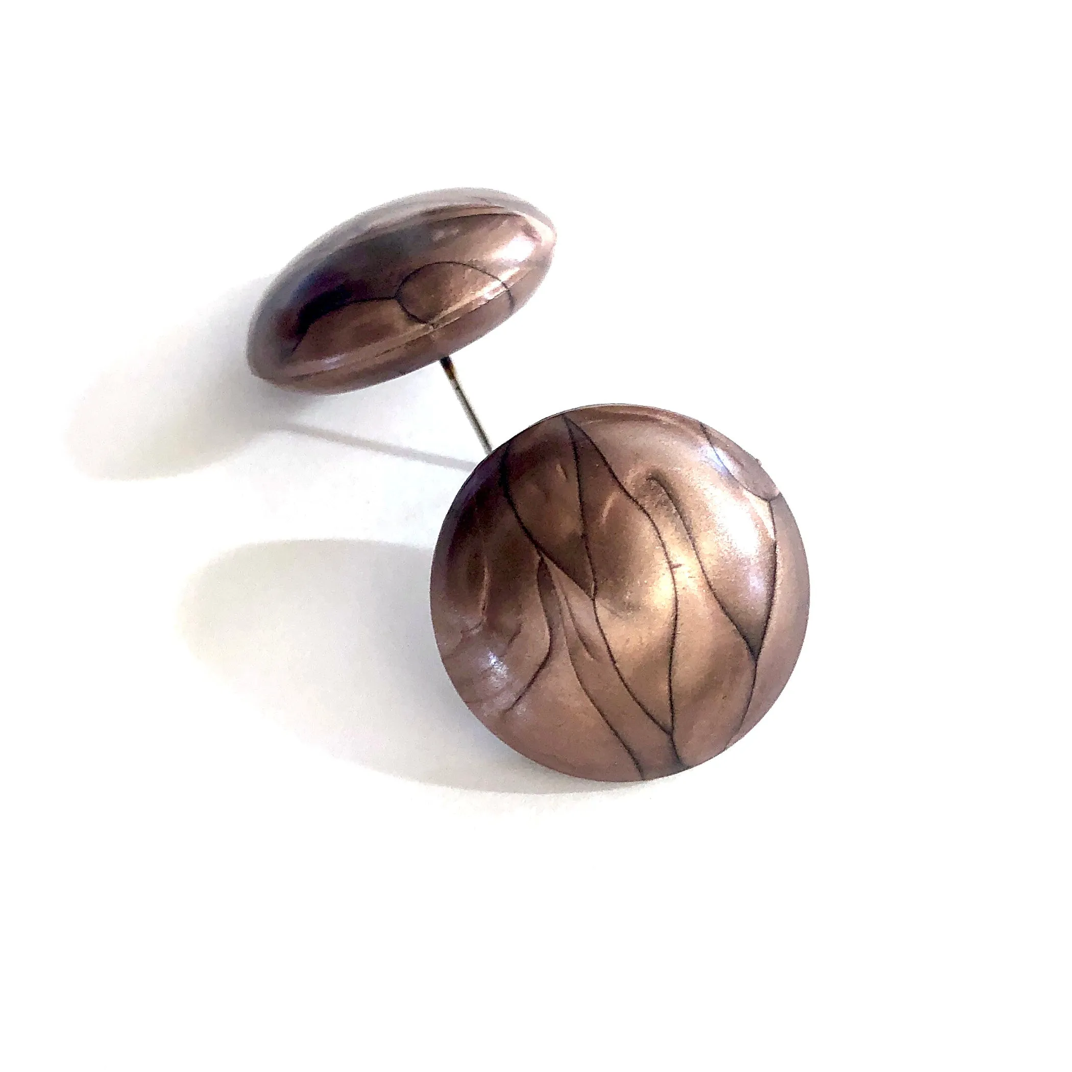 Copper Marbled Metallic Glow Large Retro Button Studs