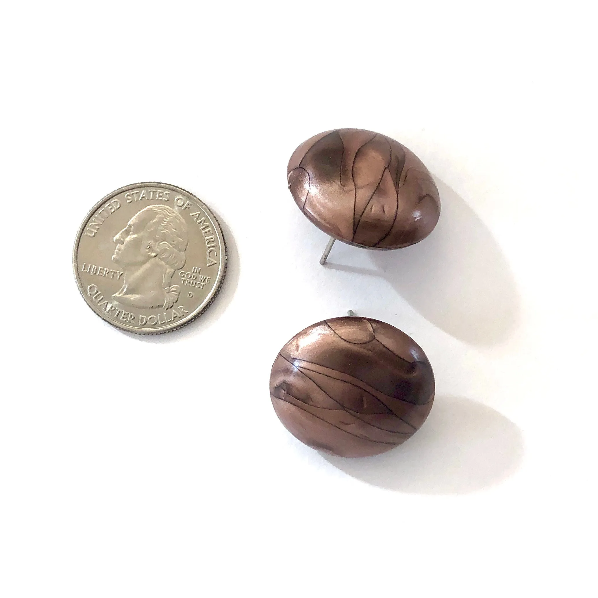 Copper Marbled Metallic Glow Large Retro Button Studs