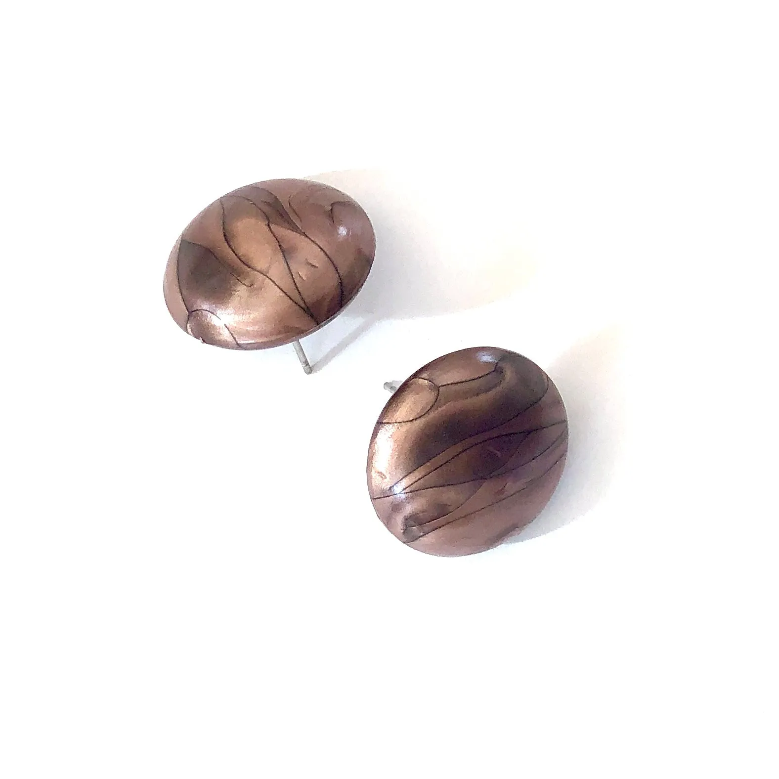 Copper Marbled Metallic Glow Large Retro Button Studs