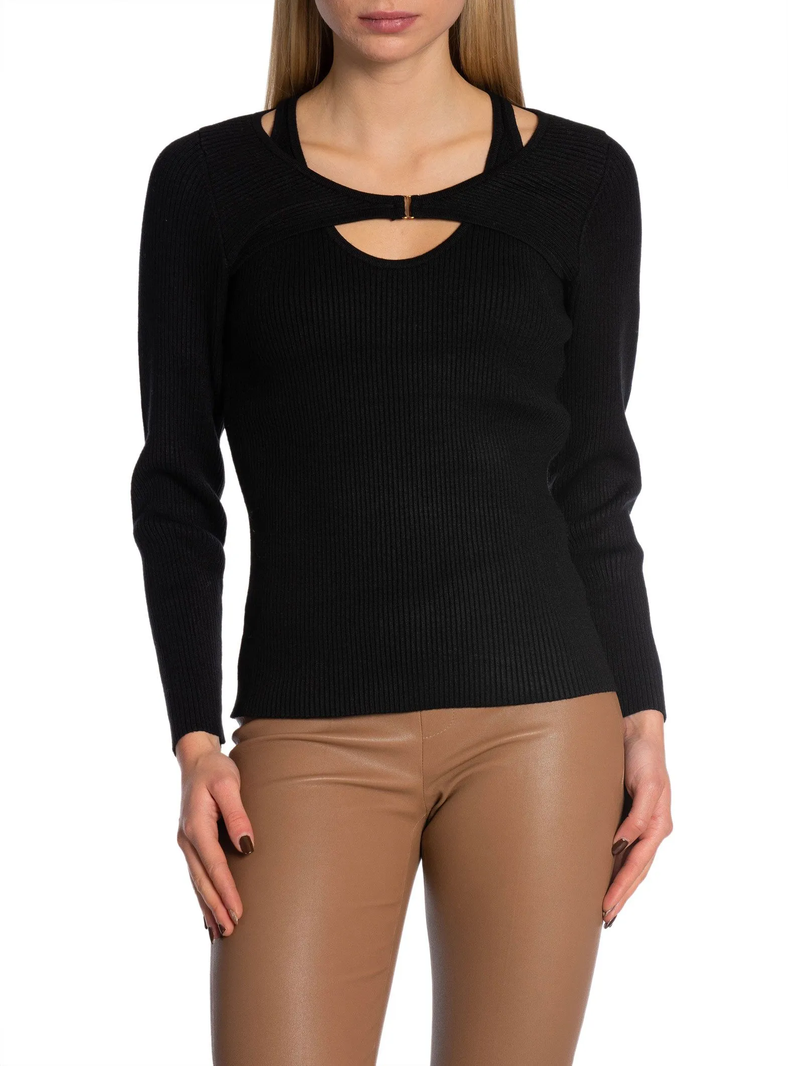 CO´COUTURE SWEATER BADU CUT OUT RIB KNIT BLACK