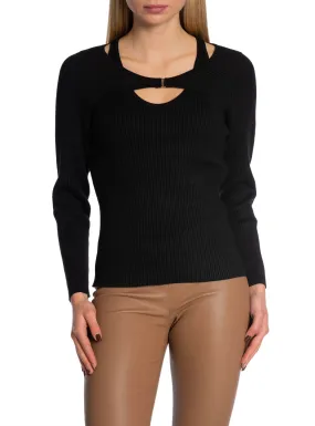 CO´COUTURE SWEATER BADU CUT OUT RIB KNIT BLACK