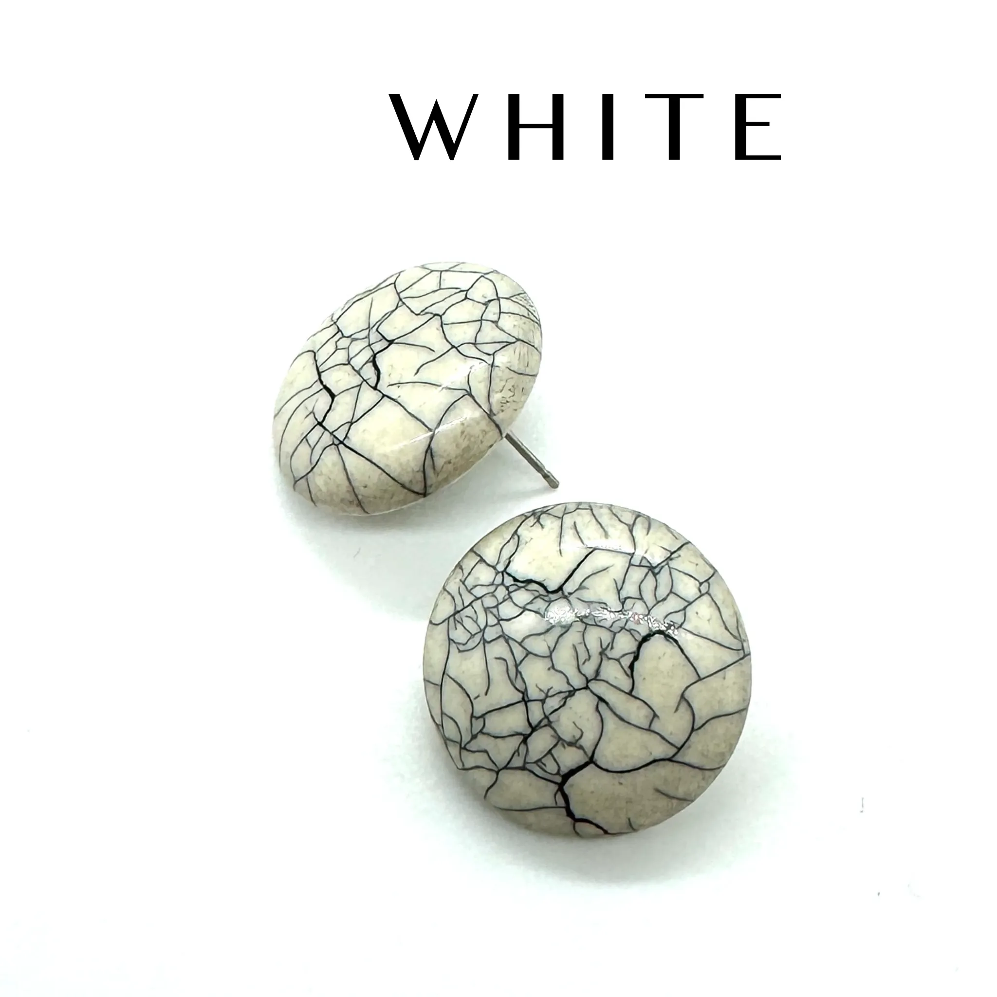 Crackle Retro Button Stud Earrings