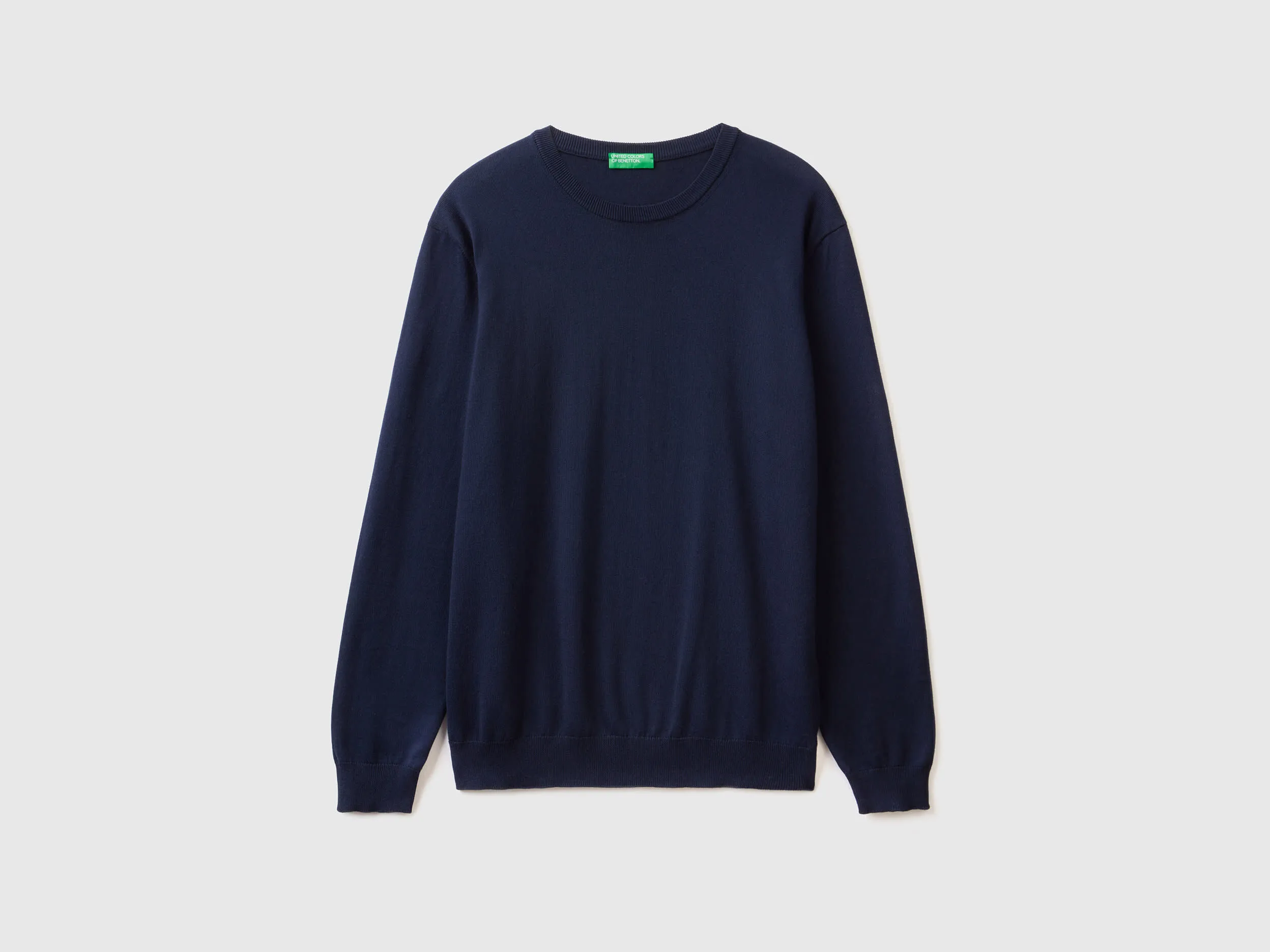 Crew neck sweater in 100% cotton - Dark Blue | Benetton