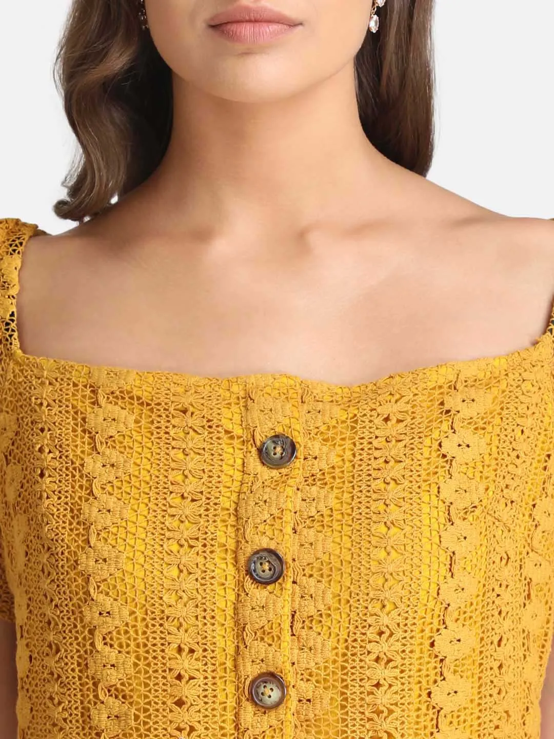 Crochet Horn Button Crop Top