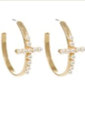 Cross Hoop Earrings