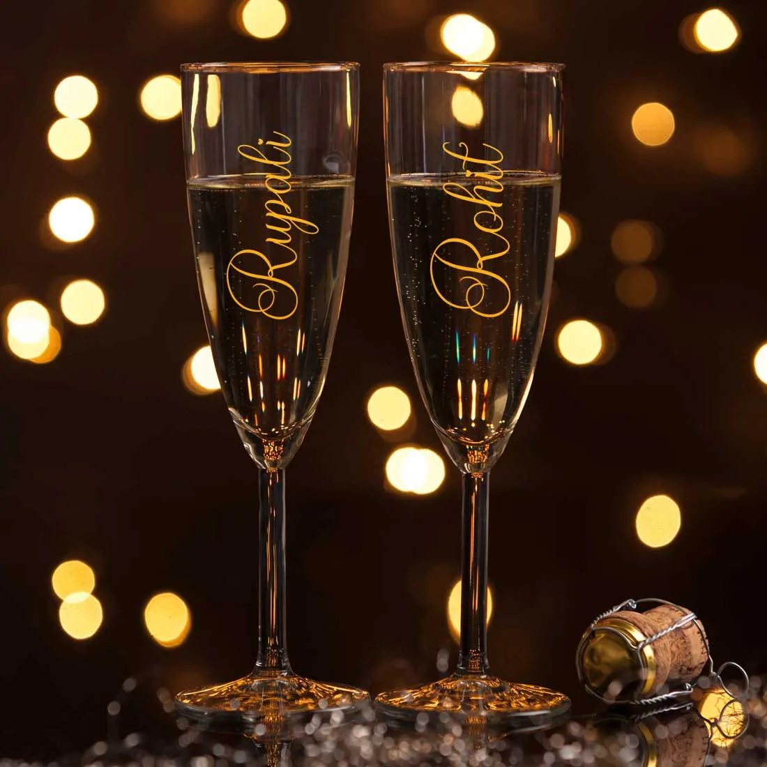 Customized Champagne Glasses With Name Anniversary Gift For Wife - Add Name