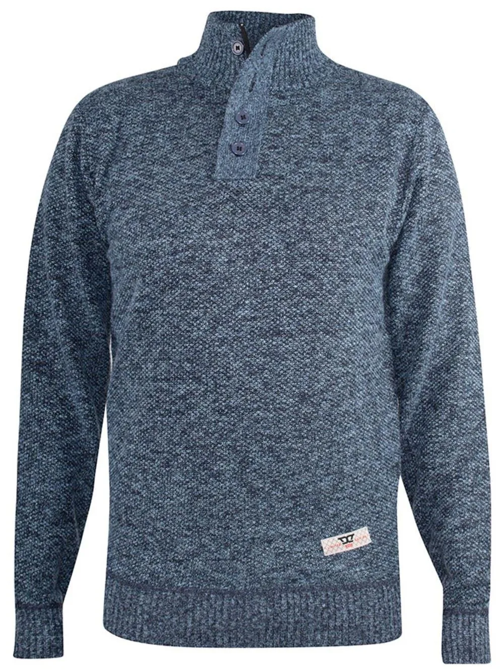 D555 Wilmington Zip And Button Neck Sweater - Blue Marl