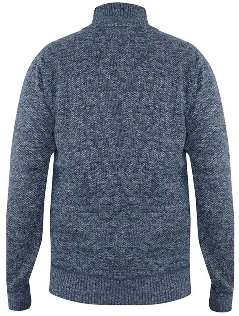 D555 Wilmington Zip And Button Neck Sweater - Blue Marl