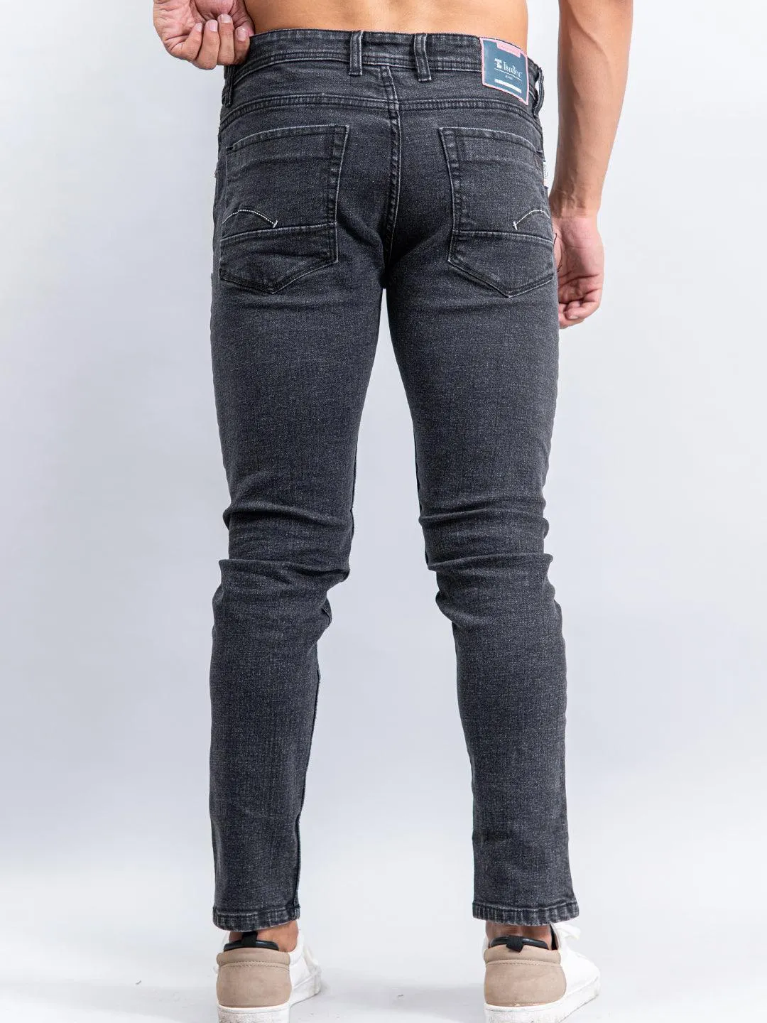 Dark Grey Denim Ankle Length Stretchable Men's Jeans