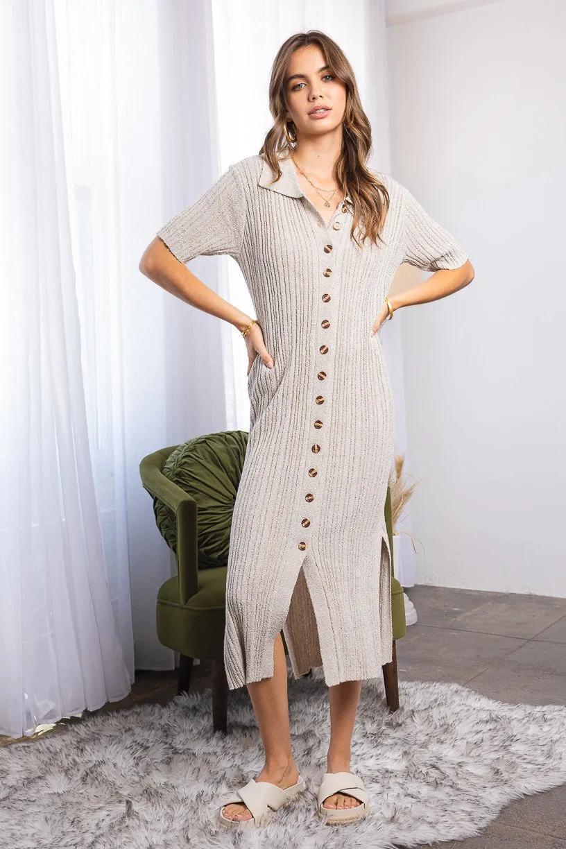 Dasha Button Down Sweater Midi Dress