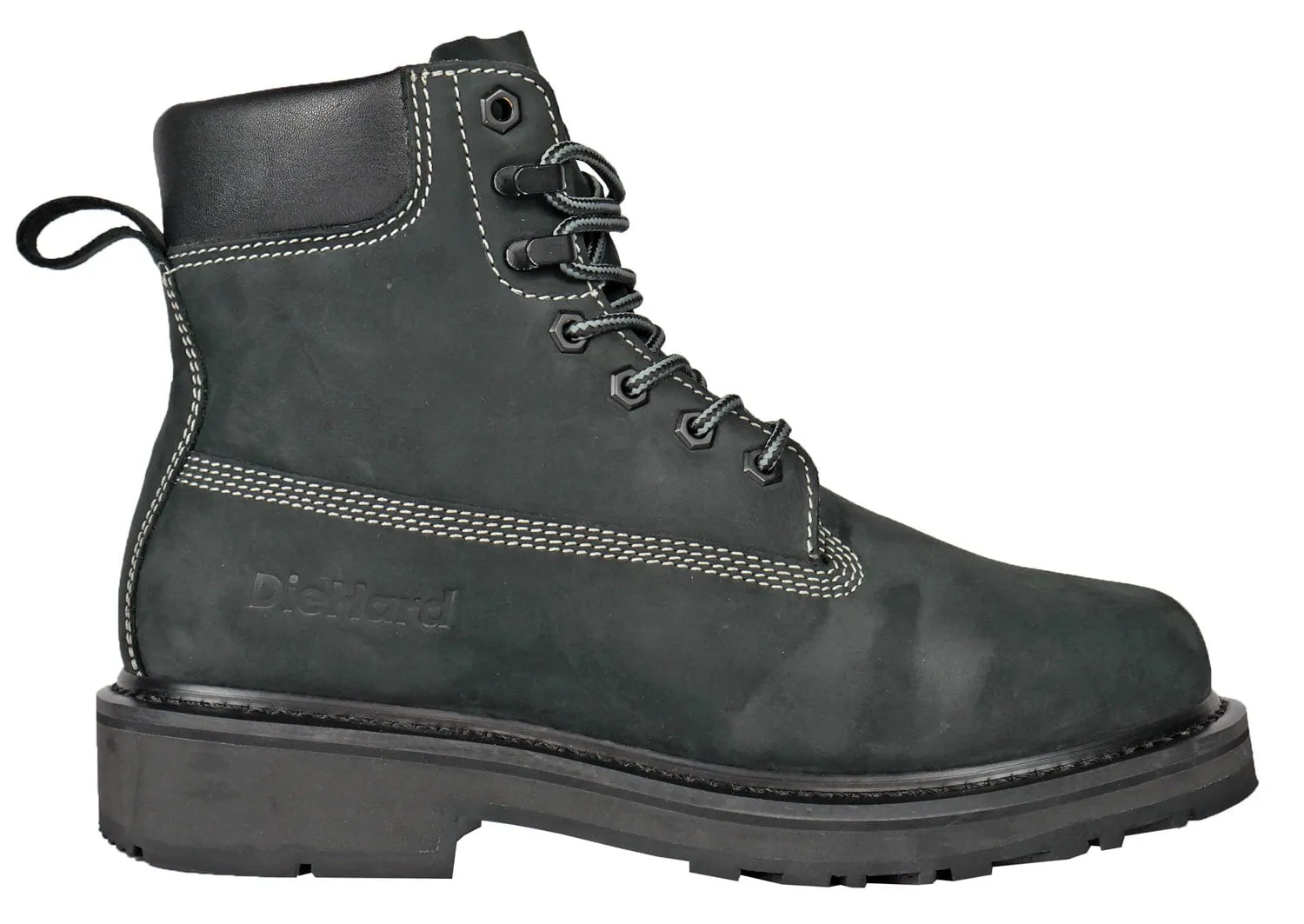 DieHard Mens Crusader Black Leather Nubuck Work Boots