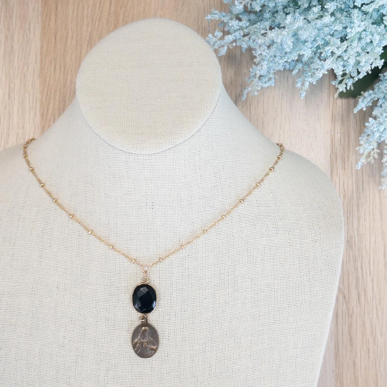 Divine Stone & Antique Medal Necklace