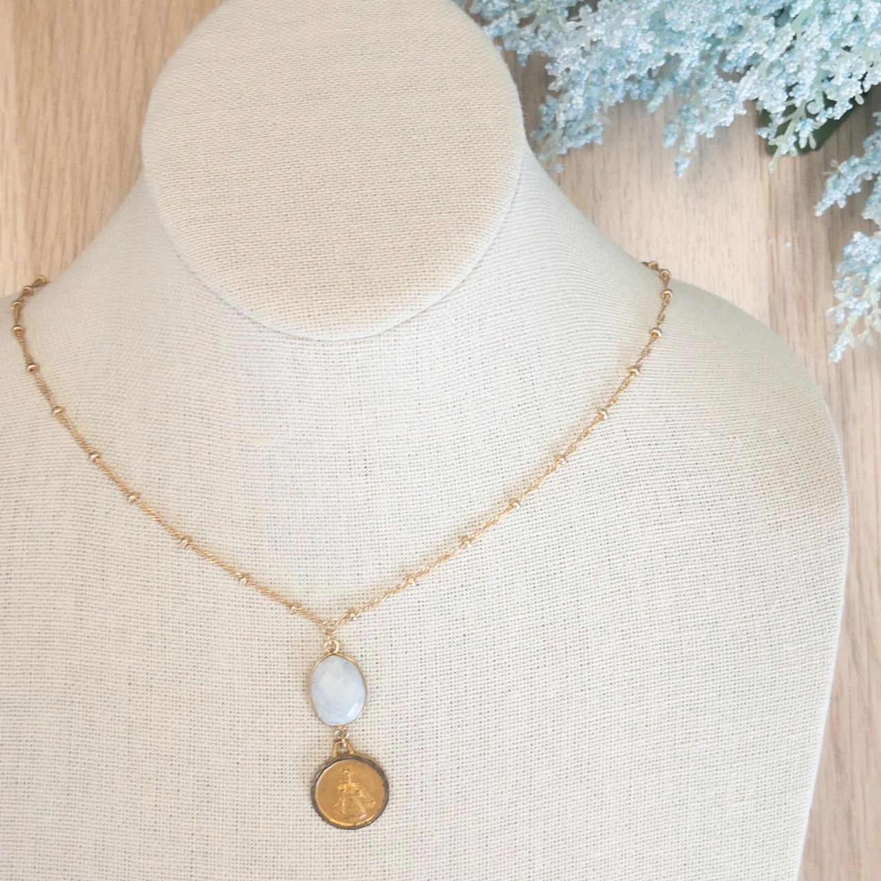 Divine Stone & Antique Medal Necklace