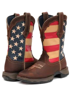 Durango RD4414 Womens Patriotic Pull-On Flag Western Boots - B