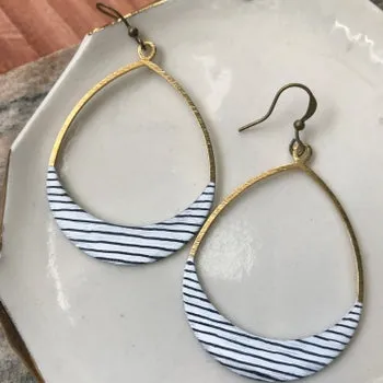 Eleanor Hoop Earrings - Pinstripe