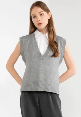 ELLE Apparel Knitted V-Neck Loose Vest