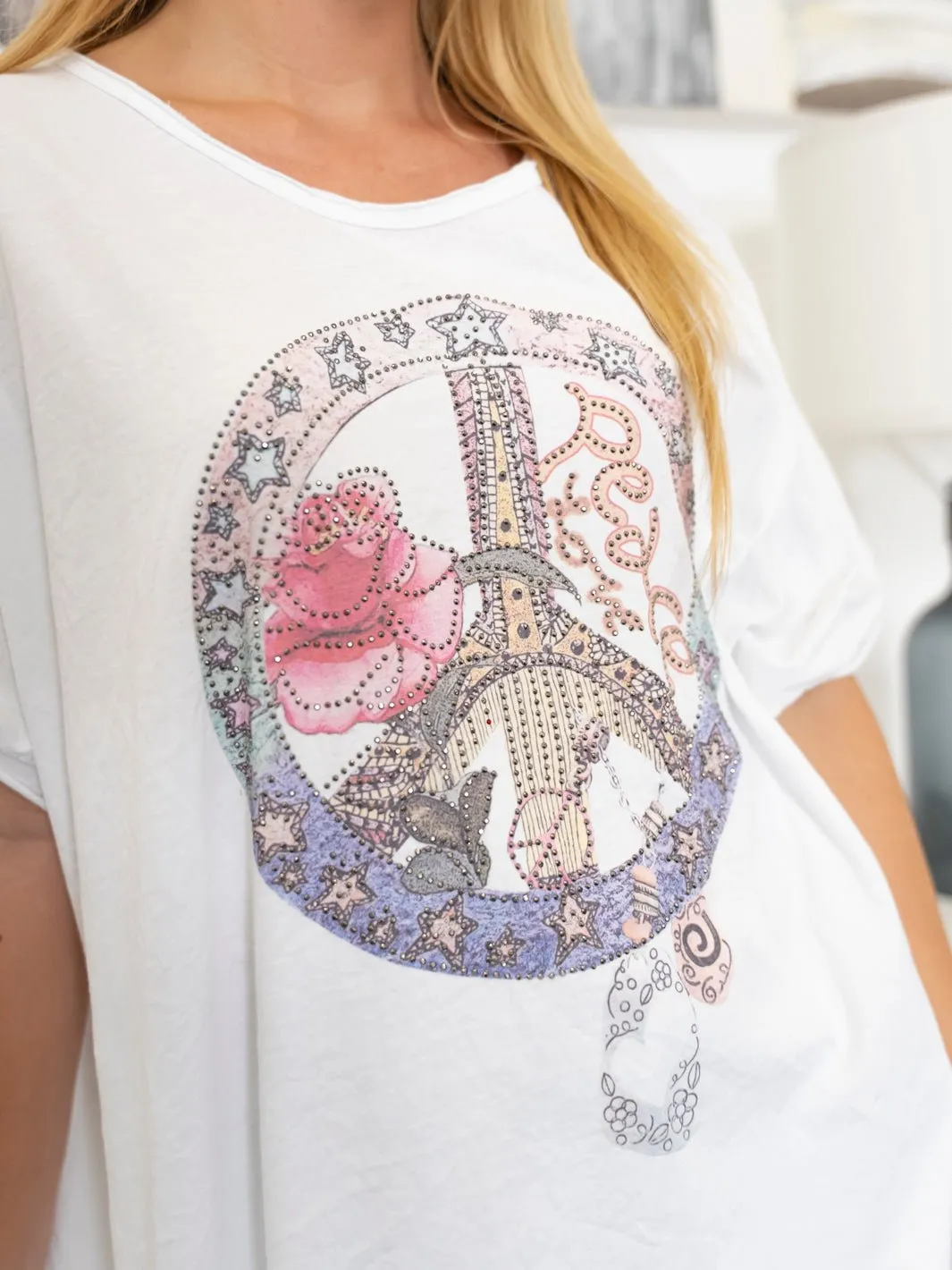 Emily t-shirt peace white