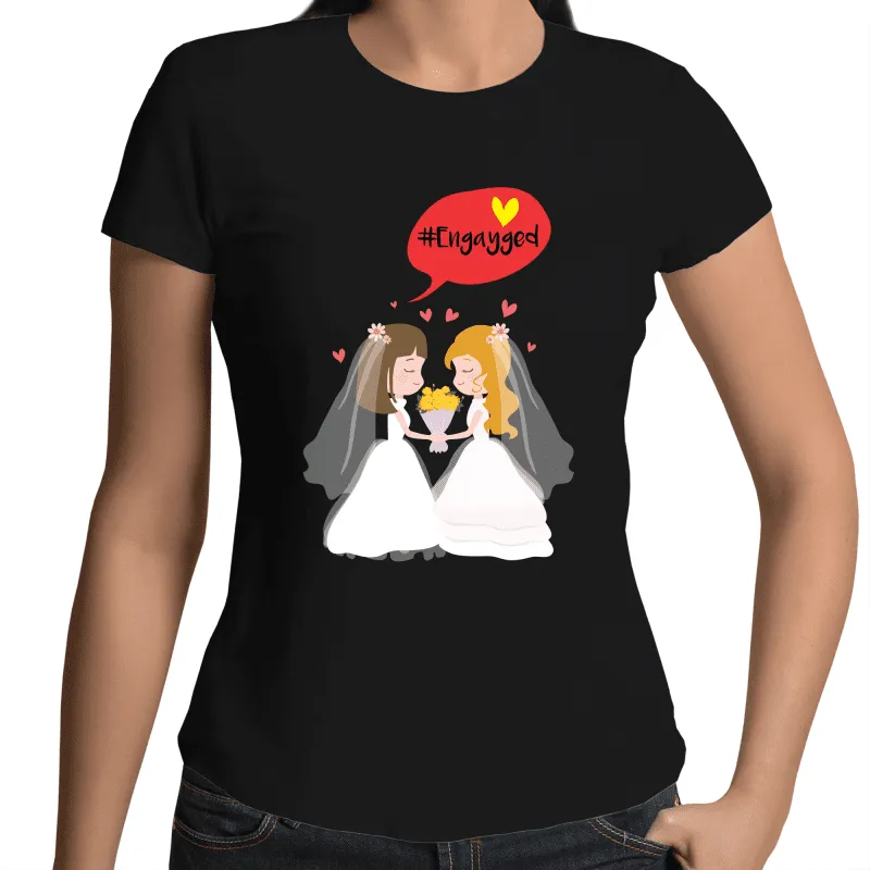 Engayged Lesbian Engagement T-Shirt Female (L005)