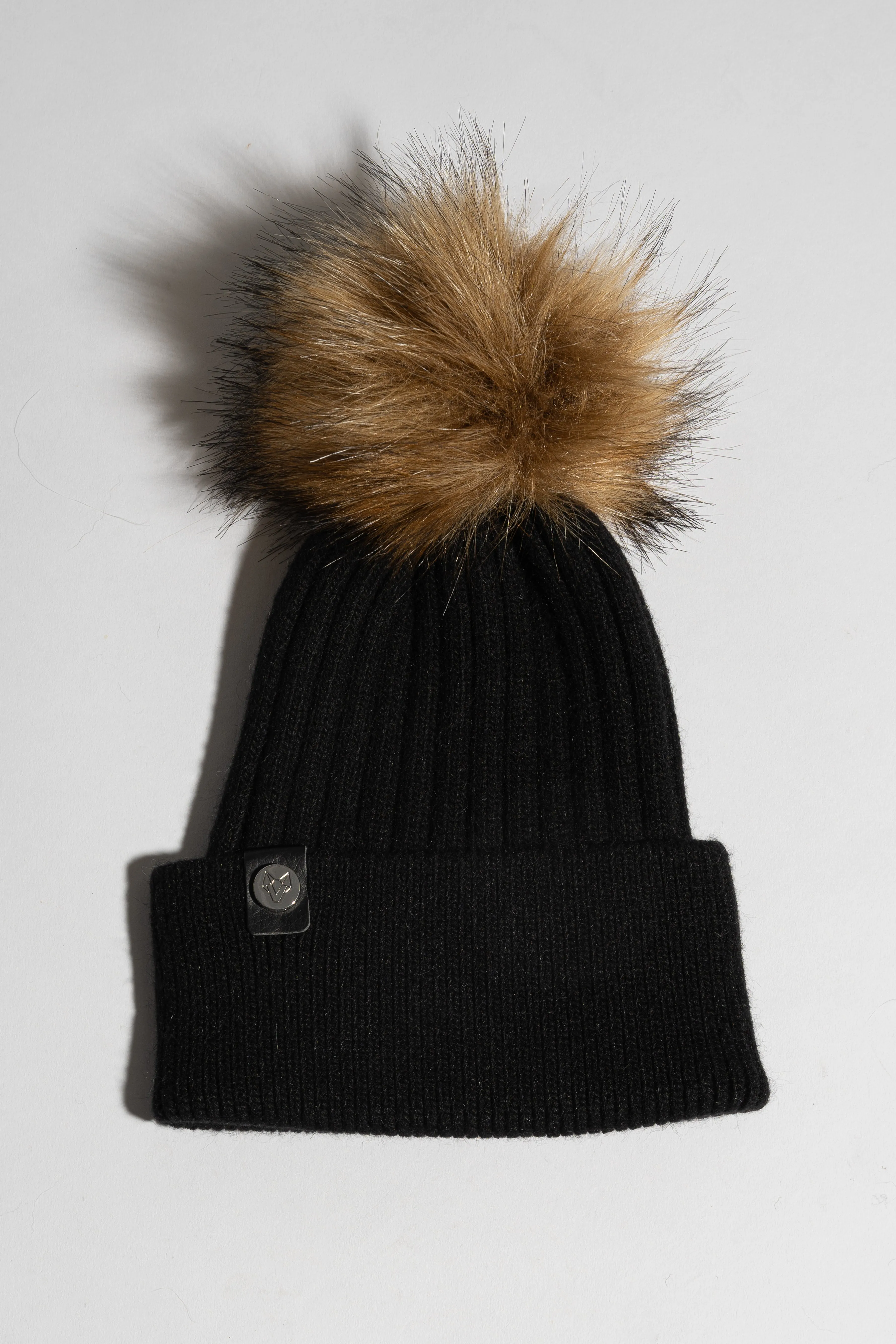 Faux Harley Pom Pom Hat - Black