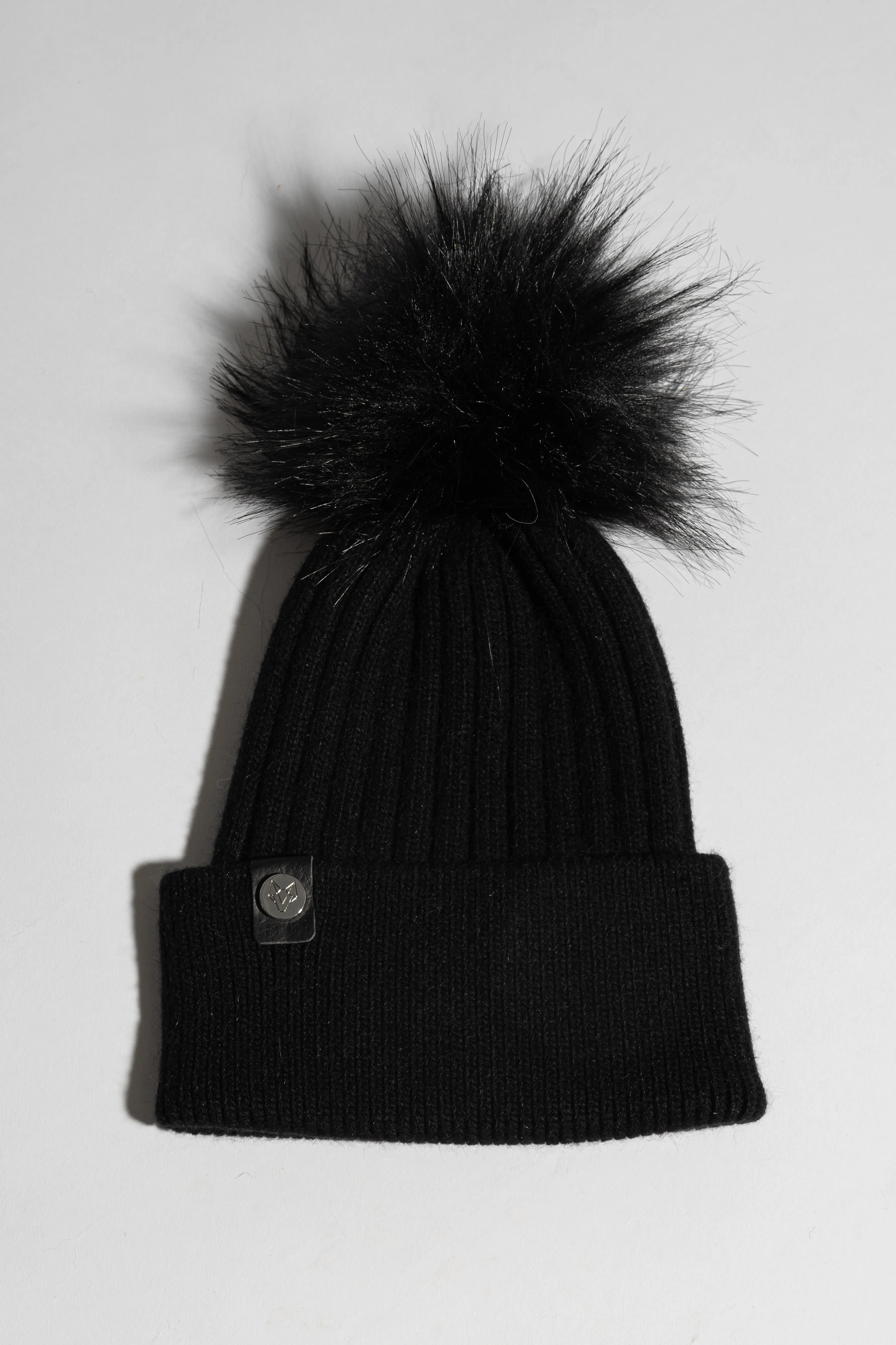 Faux Harley Pom Pom Hat - Black