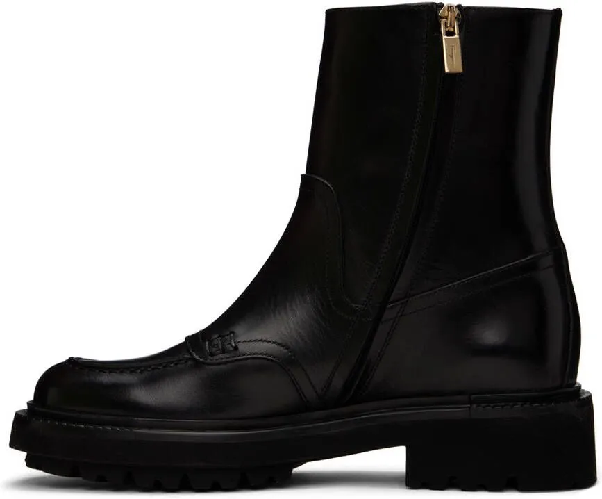 Ferragamo Black Oreste Leather Boots