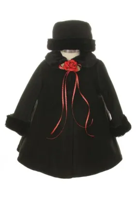 Fleece Cape-Style Baby Coat with Matching Hat