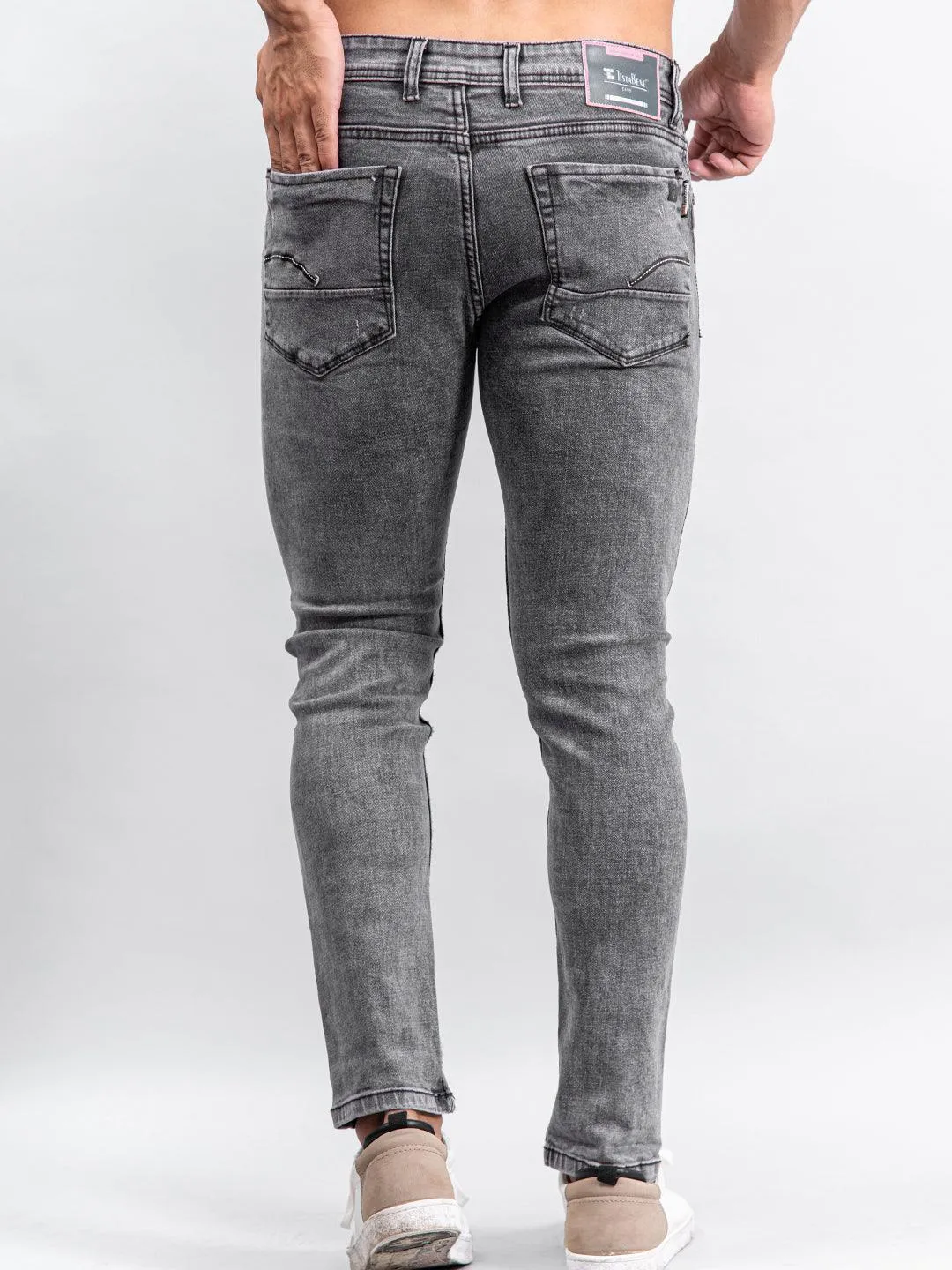 Grey Denim Ankle Length Stretchable Men's Jeans