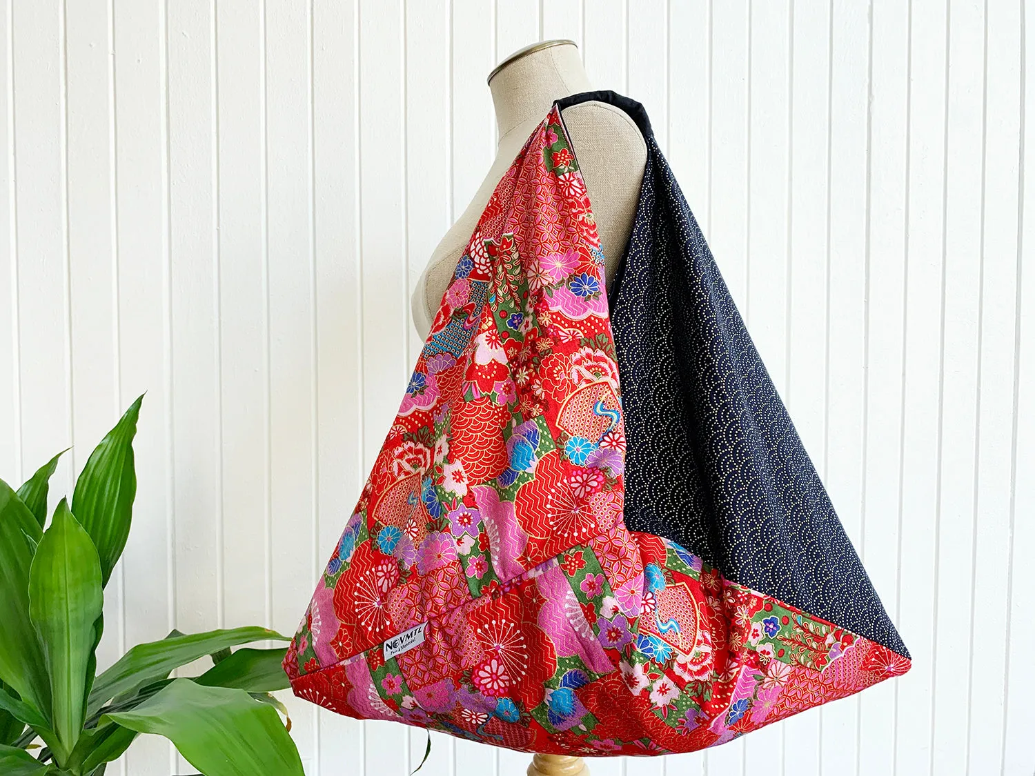 *Handmade* Origami bag | Market bag | Seigaiha (Red)