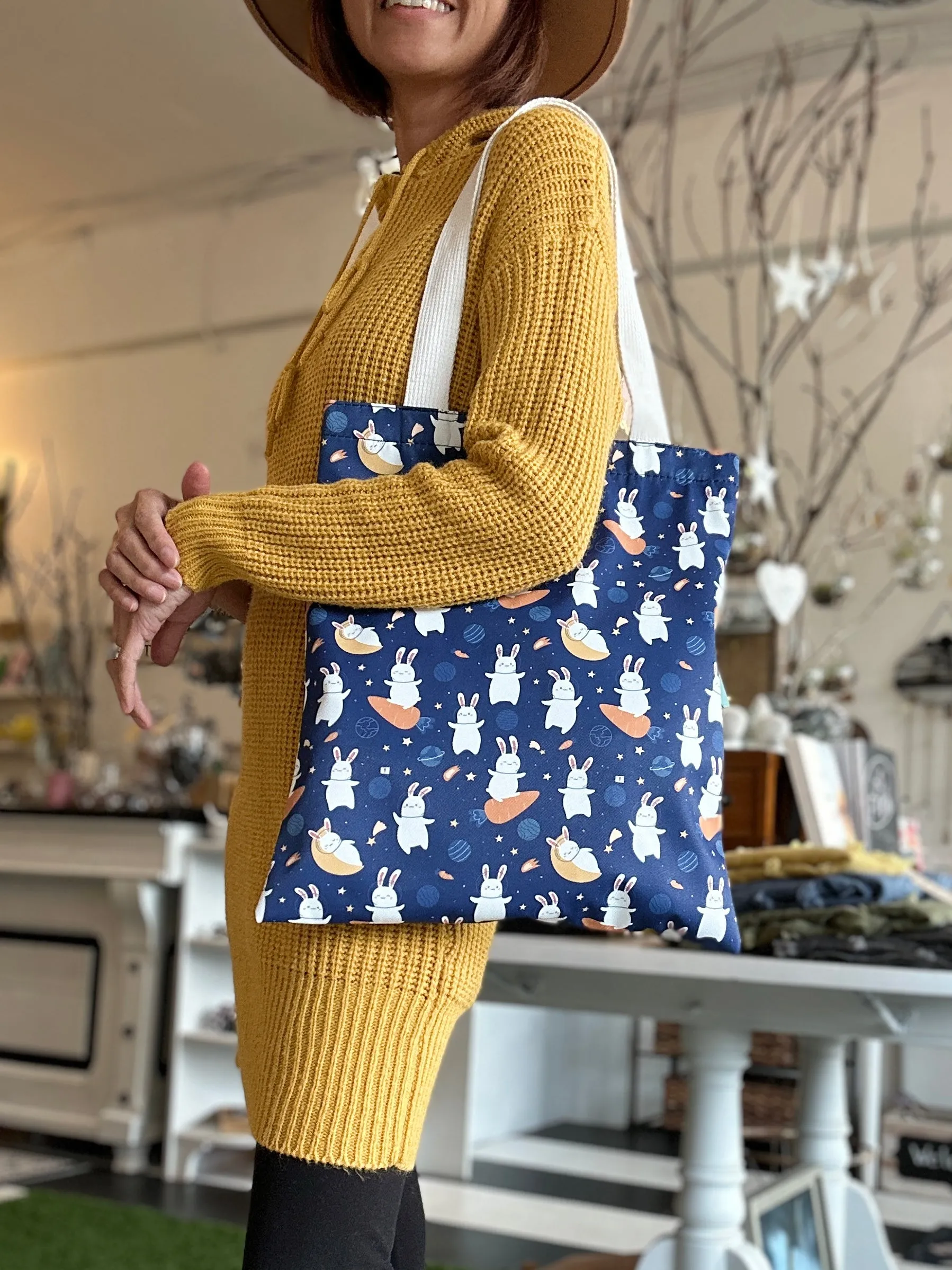 Handmade Weatherproof Cute Print Tote with Zipper