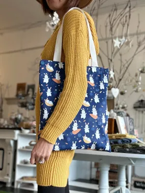 Handmade Weatherproof Cute Print Tote with Zipper