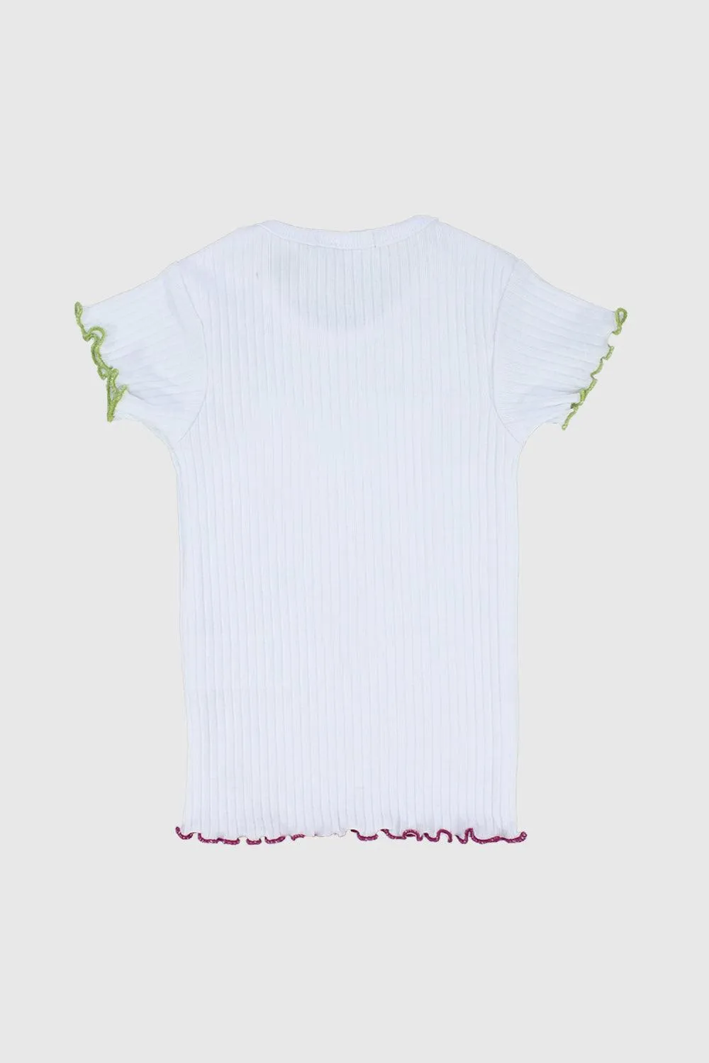 Happy Sun White Ribbed Short-Sleeved T-Shirt