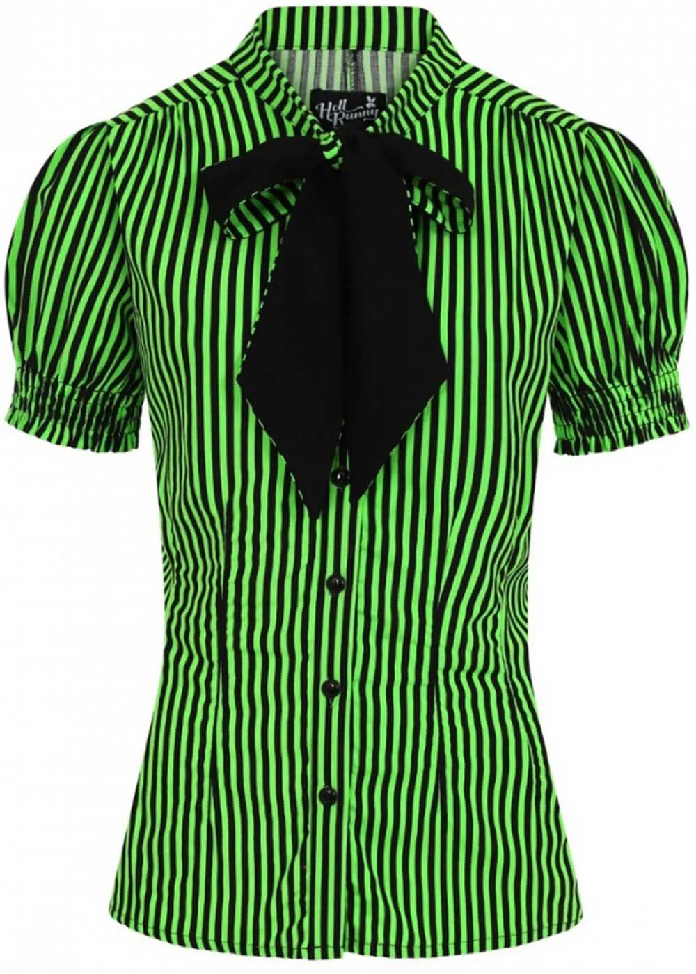 Hell Bunny Humbug 40's Blouse Black Green