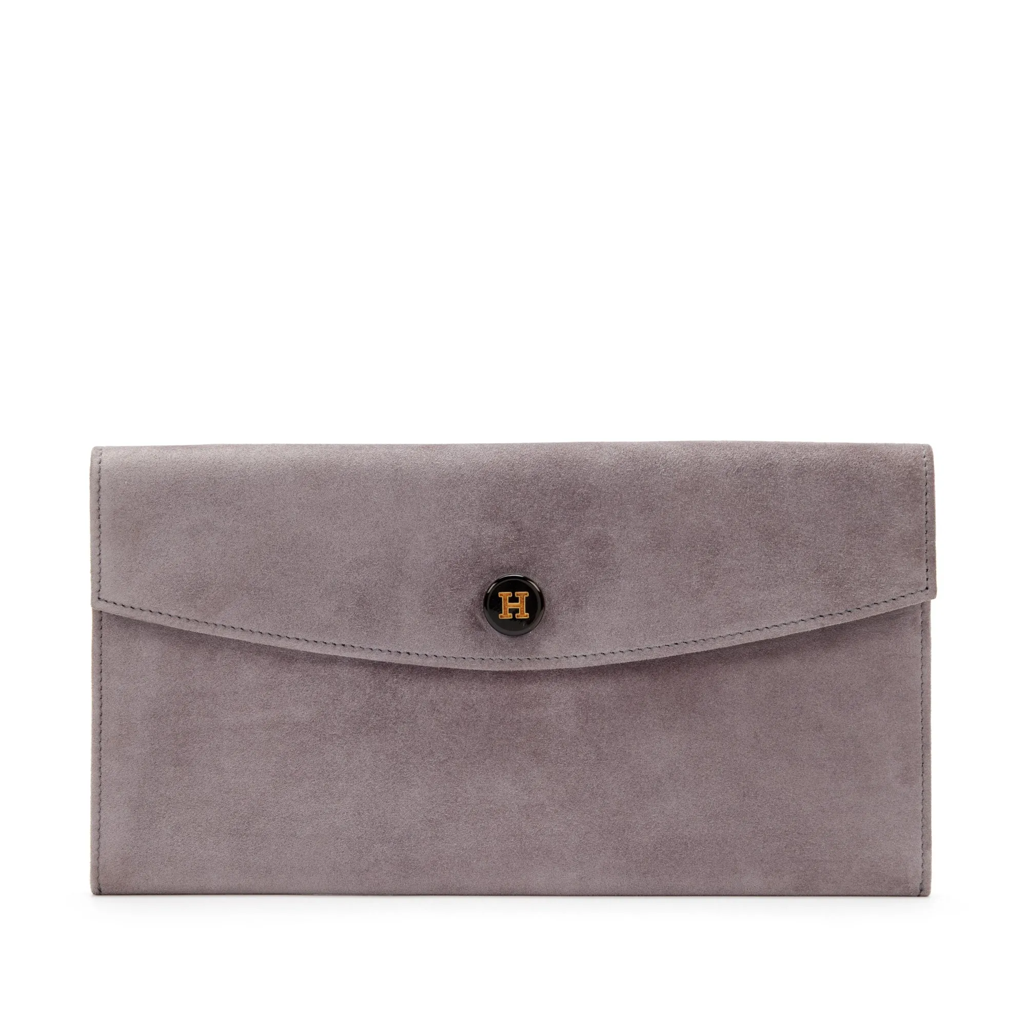 Hermès Gris Souris Doblis Suede Rio Elan Gold and Buffalo Horn Hardware, 2001